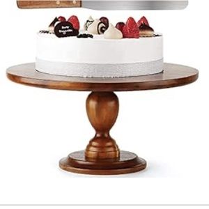 13” Acacia Wood Cake Stand